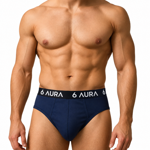 6 AURA Men’s Boxer Briefs -  Navy