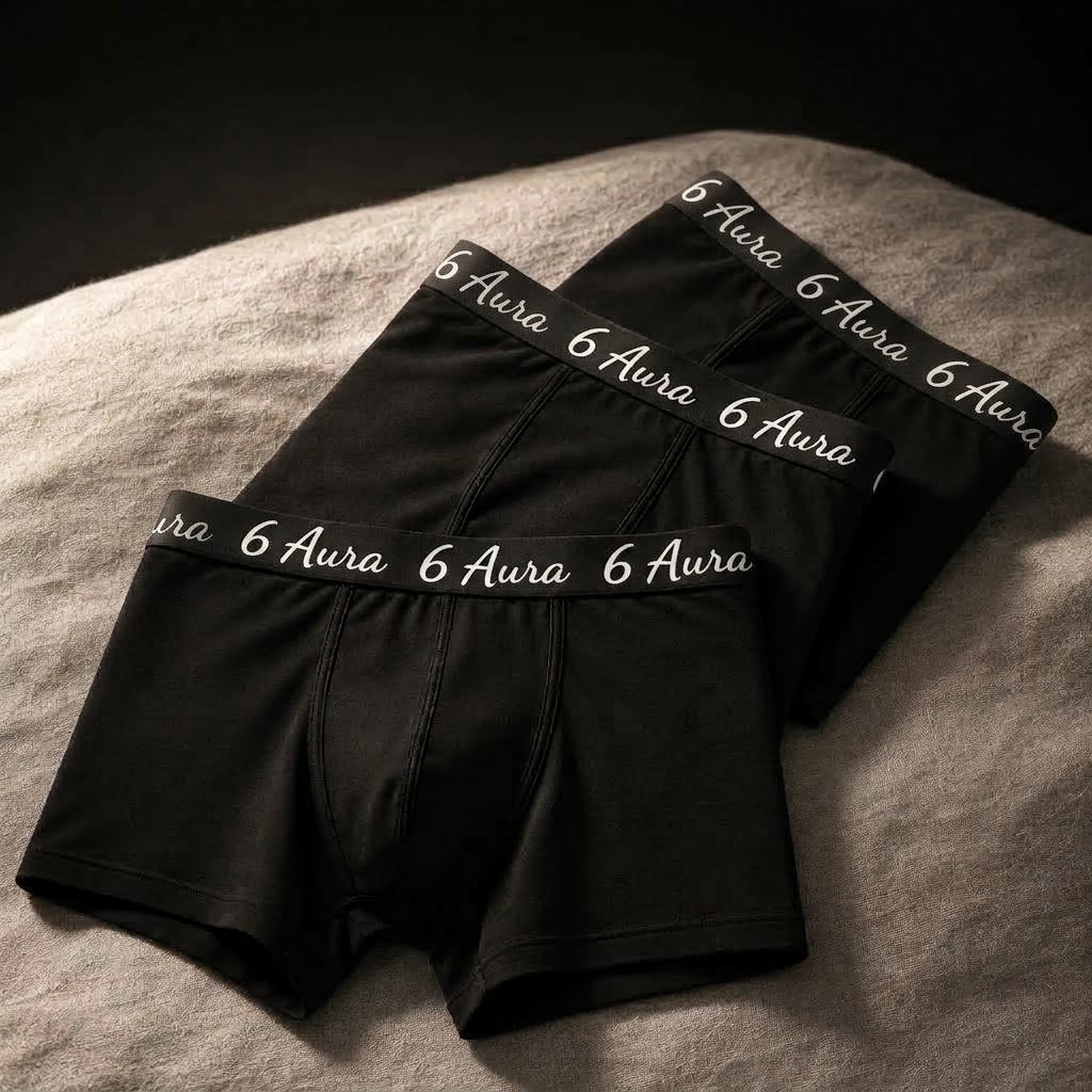6 Aura Men’s Boxer Shorts – Pack of 3 Black