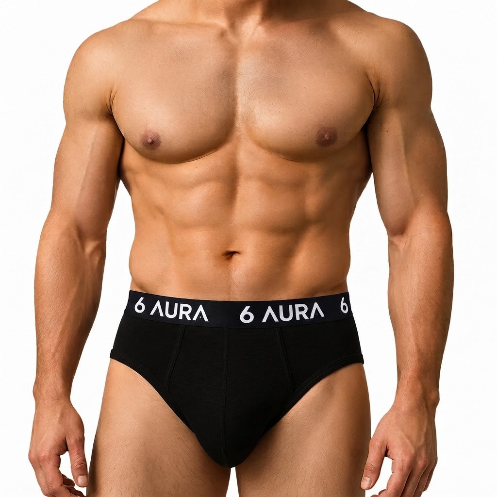 6 AURA Men’s Boxer Briefs - Black