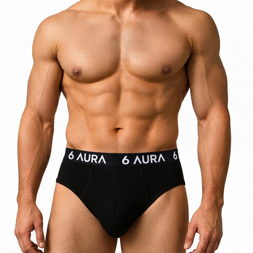 6 AURA Men’s Boxer Briefs - Black
