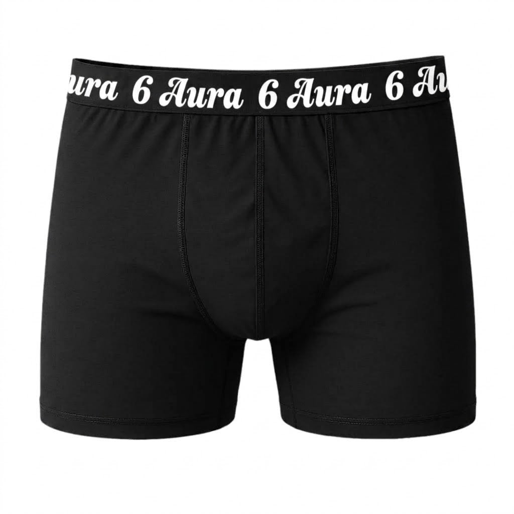 6 Aura Men’s Boxer Shorts – Black