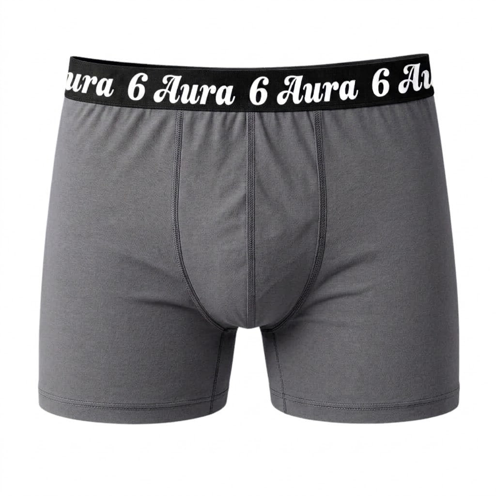 6 Aura Men’s Boxer Shorts – Grey