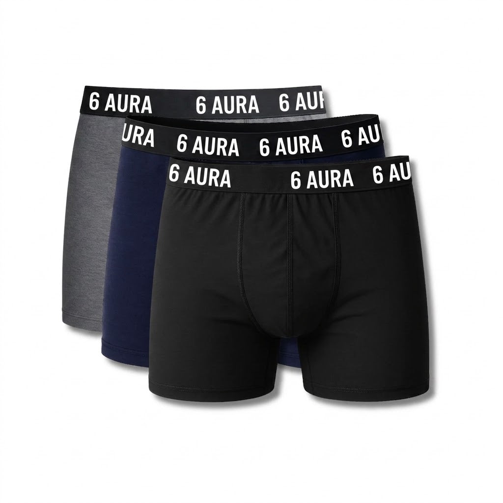 6 Aura Men’s Boxer Shorts – Pack of 3 Multicolor