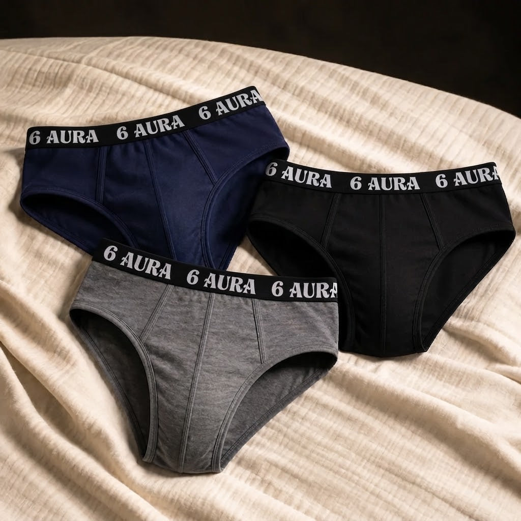 6 AURA Men’s Boxer Briefs - Pack of 3 Multicolors