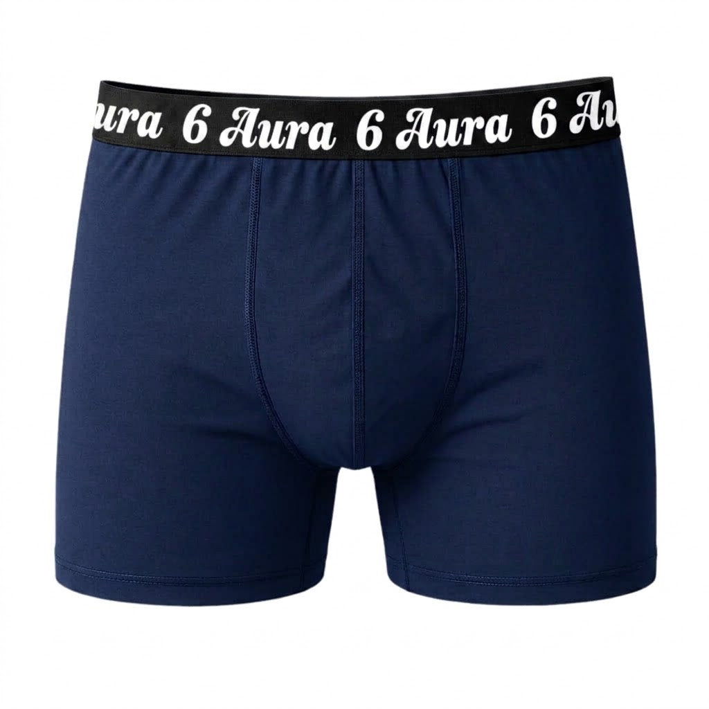 6 Aura Men’s Boxer Shorts – Navy