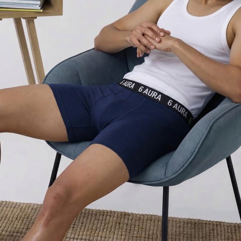 6 Aura Men’s Boxer Shorts – Navy