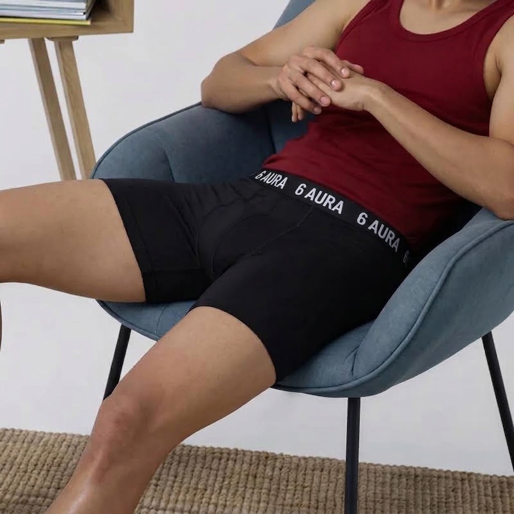 6 Aura Men’s Boxer Shorts – Black